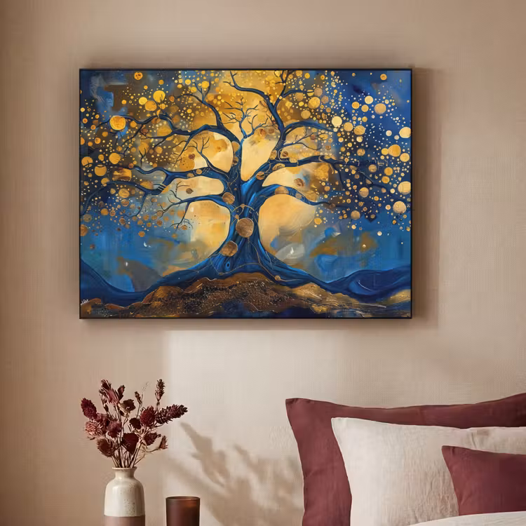 Art Frame - Boom - Levensboom - Blauw - Goud — 2