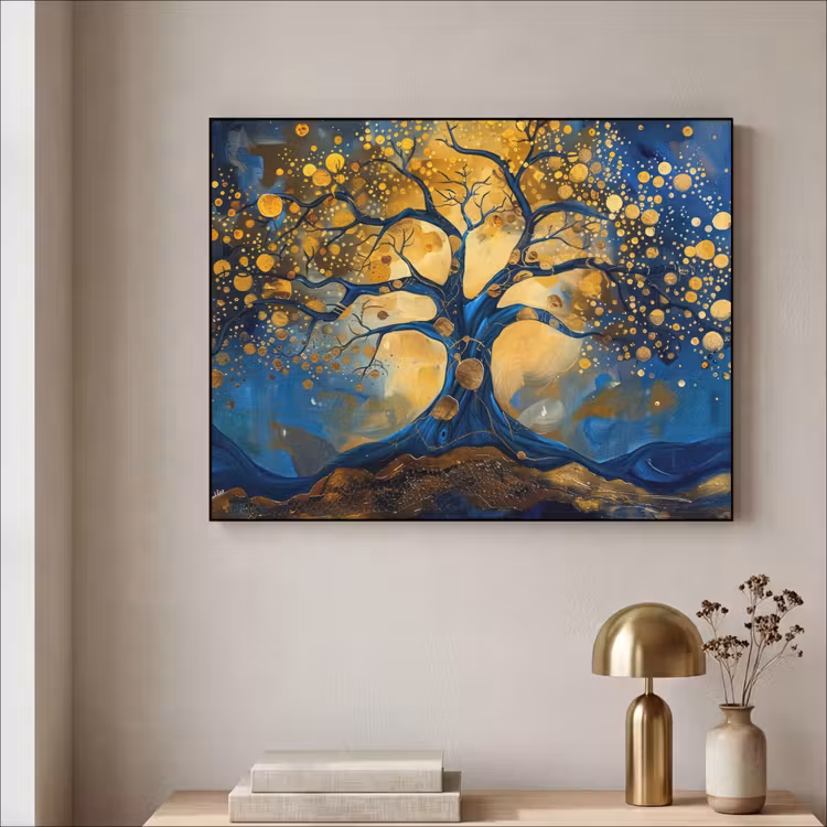 Art Frame - Boom - Levensboom - Blauw - Goud — 3