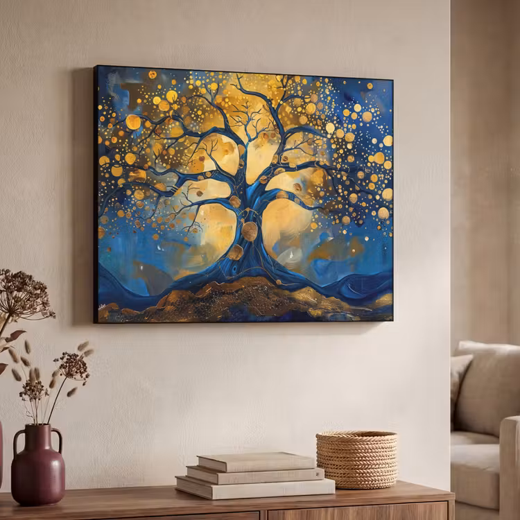 Art Frame - Boom - Levensboom - Blauw - Goud — 4