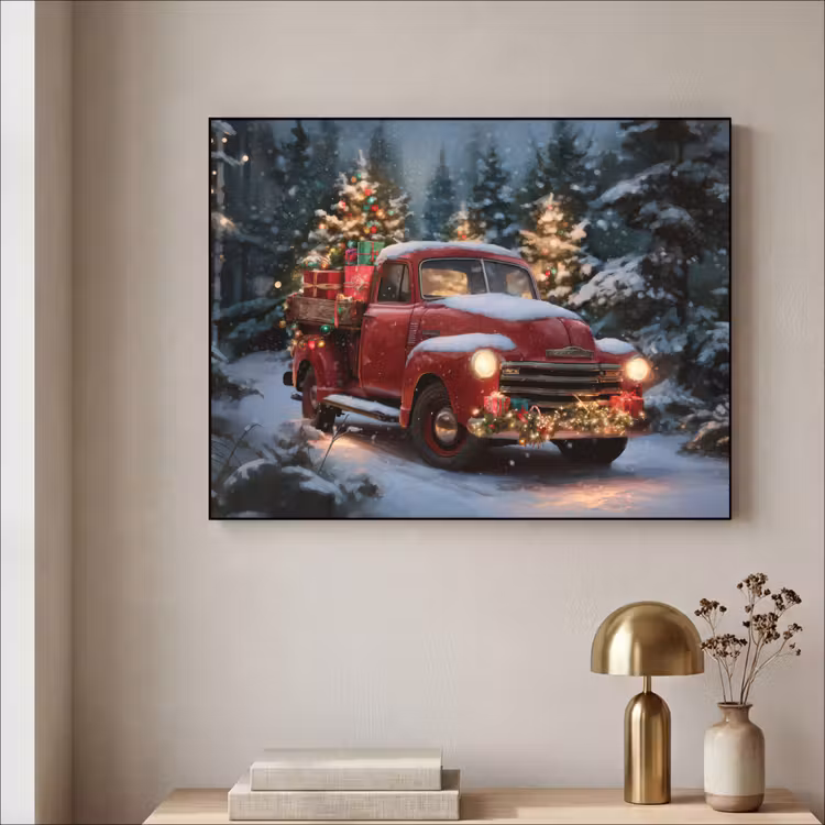 Art Frame - Kersttruck - Sneeuwbos - Rood — 3