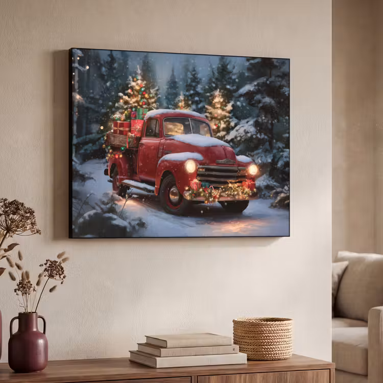 Art Frame - Kersttruck - Sneeuwbos - Rood — 4