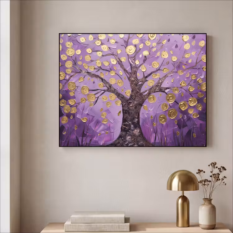 Art Frame - Levensboom - Boom - Paars - Goud - Modern — 3