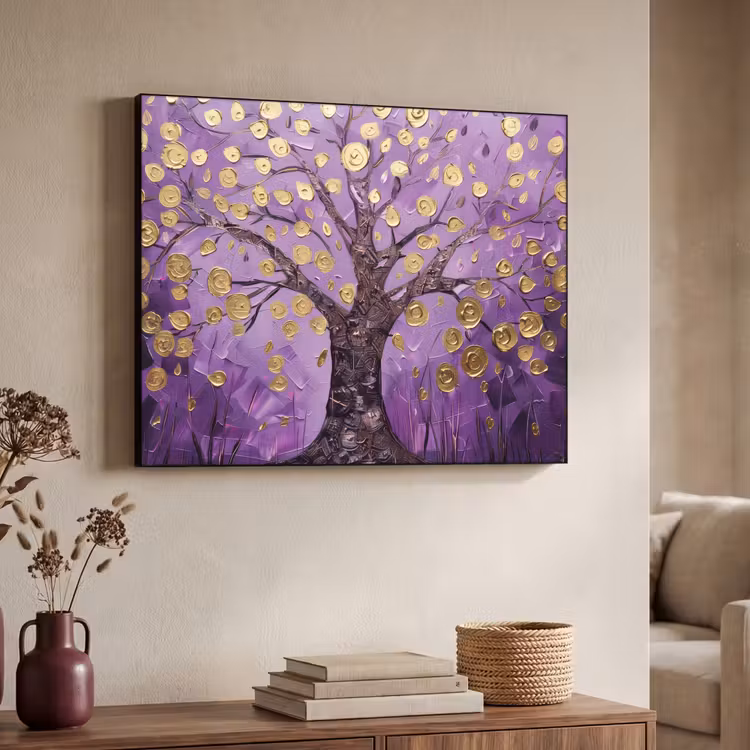 Art Frame - Levensboom - Boom - Paars - Goud - Modern — 4