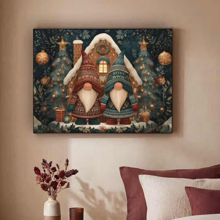 Art Frame - Kerst - Gnomen - Peperkoekhuisje - Rood - Groen — 2