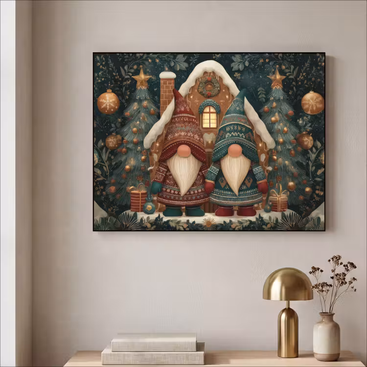 Art Frame - Kerst - Gnomen - Peperkoekhuisje - Rood - Groen — 3