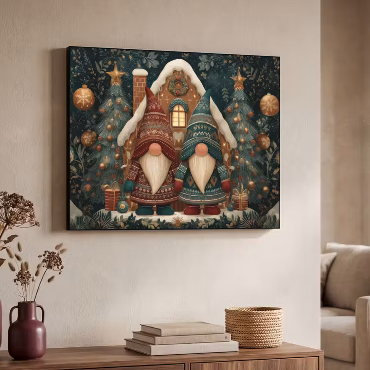 Art Frame - Kerst - Gnomen - Peperkoekhuisje - Rood - Groen — 4