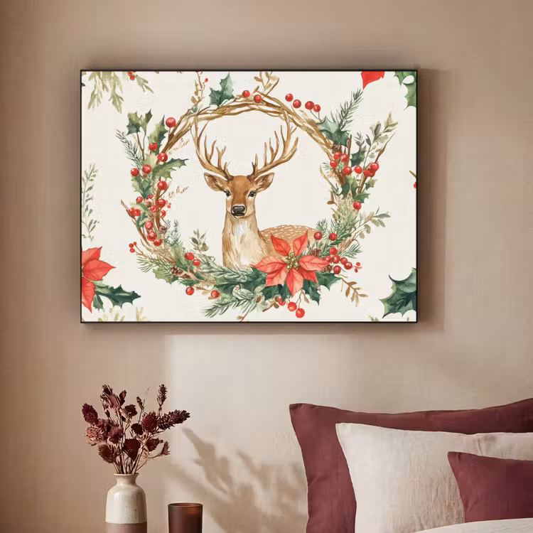 Art Frame - Kerstkrans - Hert - Hulst - Rood — 2