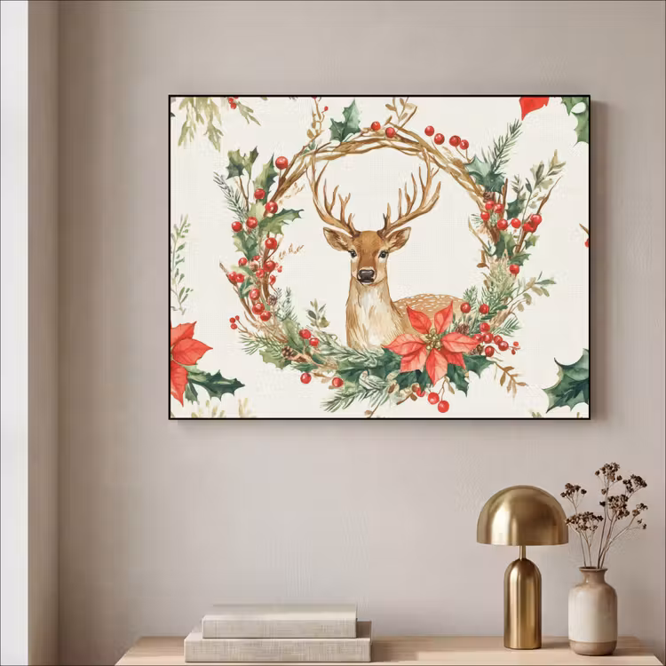 Art Frame - Kerstkrans - Hert - Hulst - Rood — 3