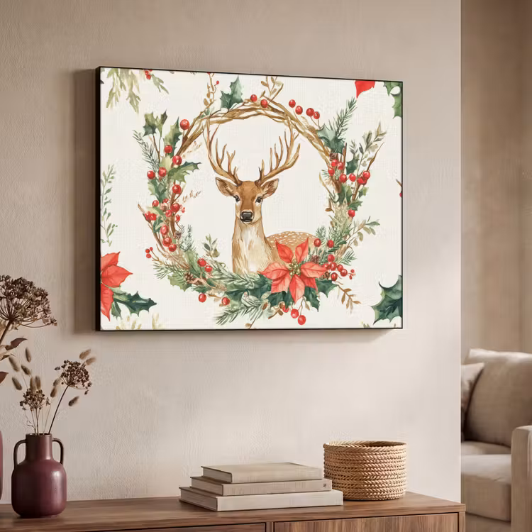 Art Frame - Kerstkrans - Hert - Hulst - Rood — 4