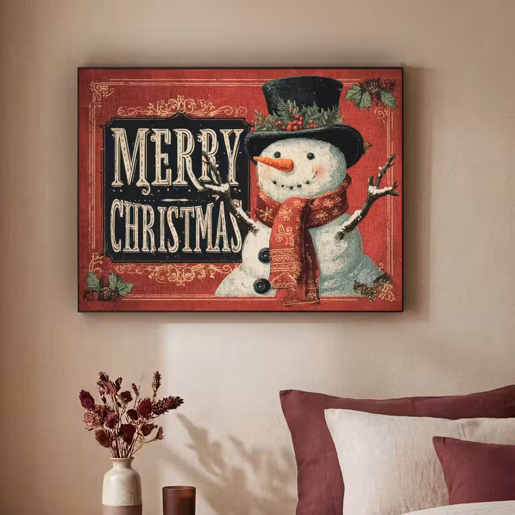 Art Frame - Klassiek - Kerstgroet - Sneeuwpop - Rood — 2