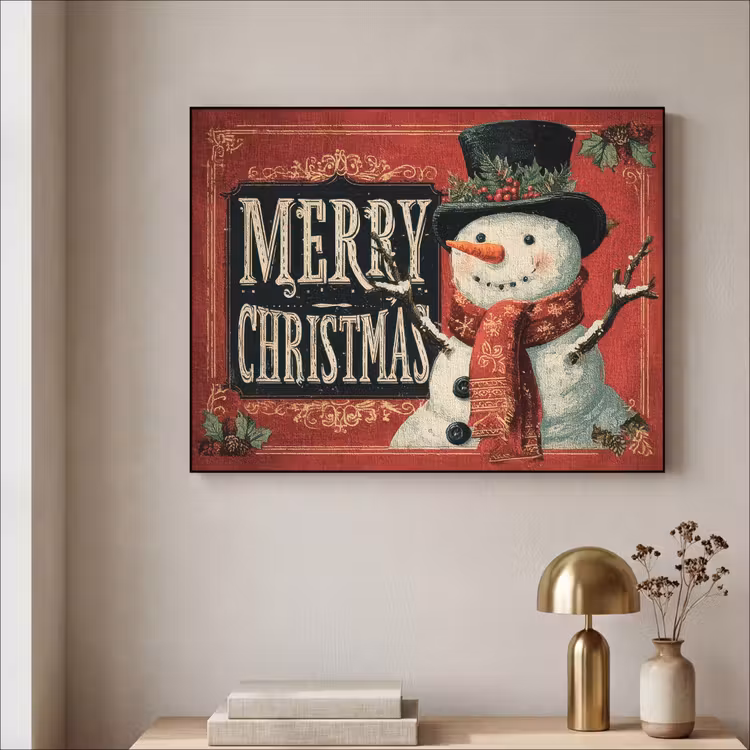 Art Frame - Klassiek - Kerstgroet - Sneeuwpop - Rood — 3