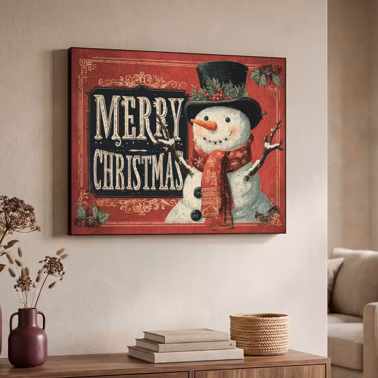 Art Frame - Klassiek - Kerstgroet - Sneeuwpop - Rood — 4
