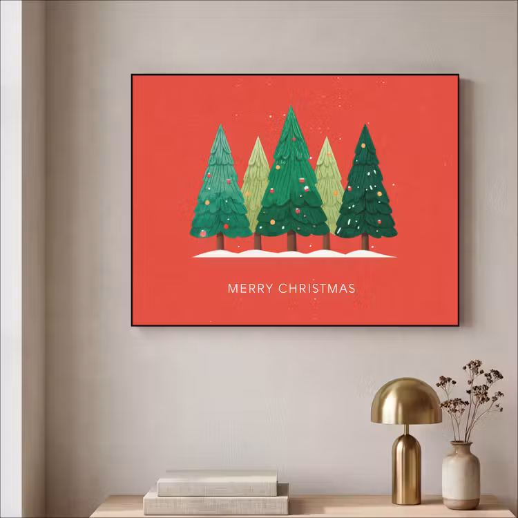 Art Frame - Minimalistisch - Kerstbomen - Rood - Sneeuw — 3