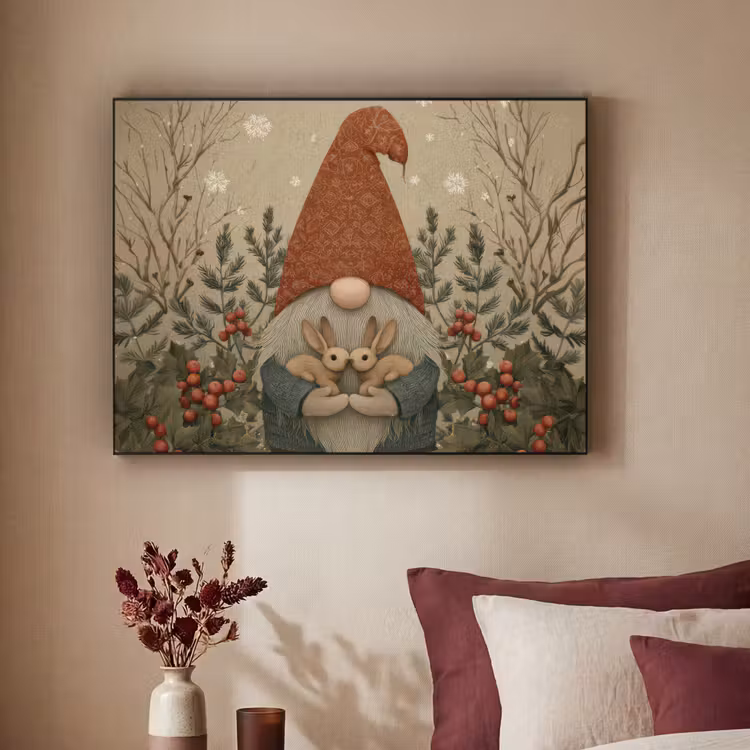 Art Frame - Kerstgnome - Konijntjes - Kleurrijk — 2