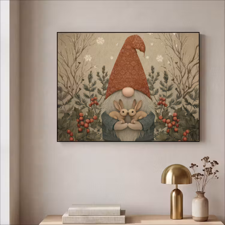 Art Frame - Kerstgnome - Konijntjes - Kleurrijk — 3