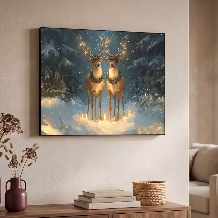 Art Frame - Dennensprookje - Rendier - Nacht — 4