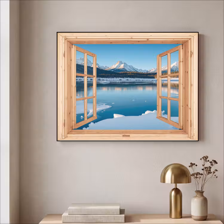 Art Frame - Doorkijk - Landschap - Winter - Meer - Bergen - Uitzicht — 3