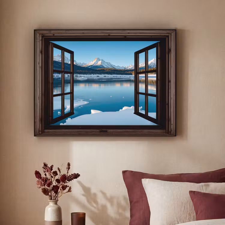 Art Frame - Doorkijk - Winterlandschap - Meer - Bergen - Uitzicht — 2