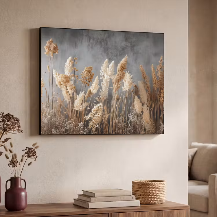 Art Frame - Gedroogde Veldbloemen - Grijs - Beton — 4