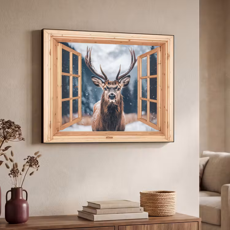 Art Frame - Doorkijk - Hert - Dieren - Winterlandschap - Sneeuw — 4