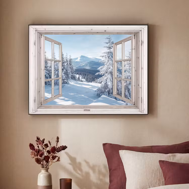 Art Frame - Doorkijk - Winter - Landschap - Natuur - Berg - Bomen - Wit — 2