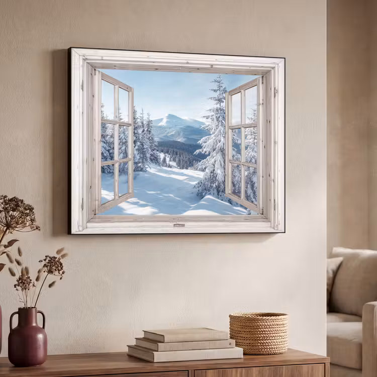 Art Frame - Doorkijk - Winter - Landschap - Natuur - Berg - Bomen - Wit — 4