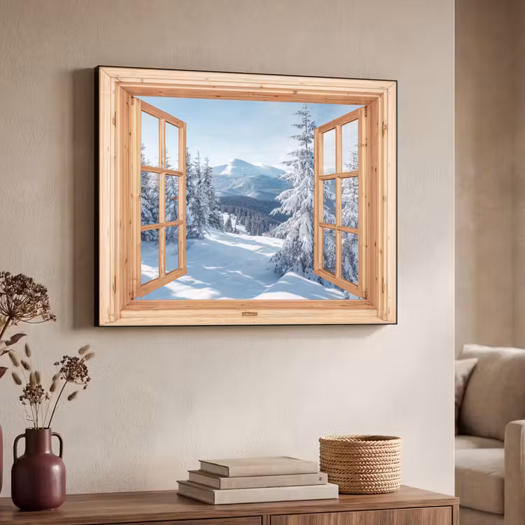 Art Frame - Doorkijk - Winterlandschap - Natuur - Berg - Bomen - Hout — 4