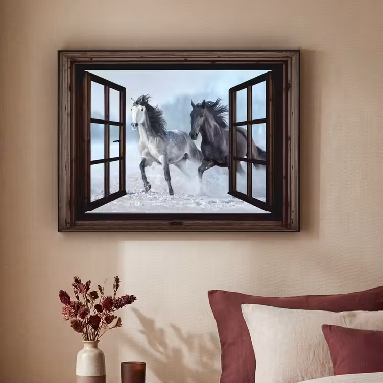 Art Frame - Paarden - Winter - Dieren - Natuur - Doorkijk — 2