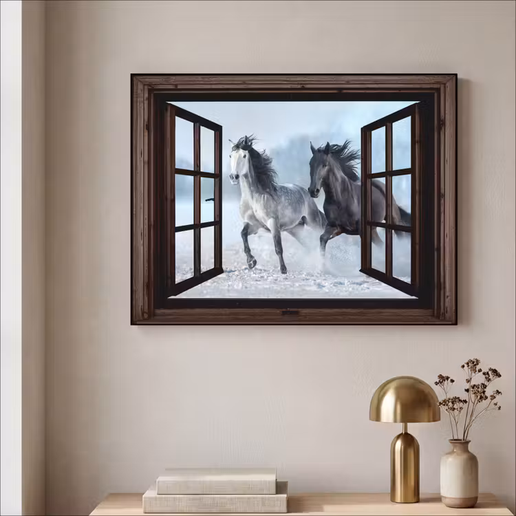 Art Frame - Paarden - Winter - Dieren - Natuur - Doorkijk — 3