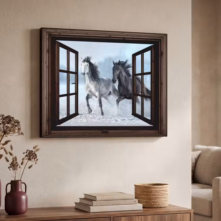 Art Frame - Paarden - Winter - Dieren - Natuur - Doorkijk — 4