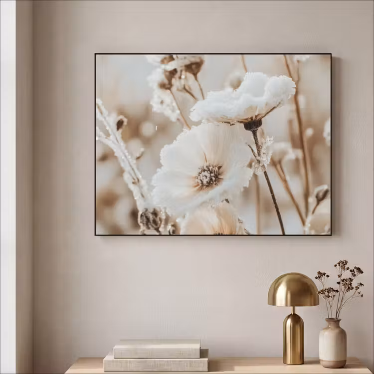 Art Frame - Bloemen - Winter - Wit - Sneeuw - Beige — 3