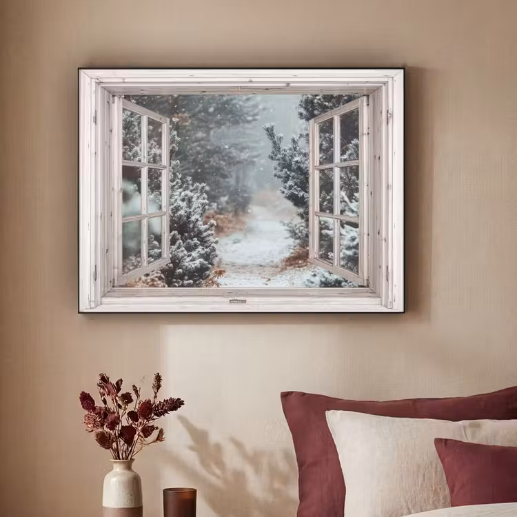 Art Frame - Bos - Winter - Bomen - Natuur - Pad - Doorkijk - Wit — 2