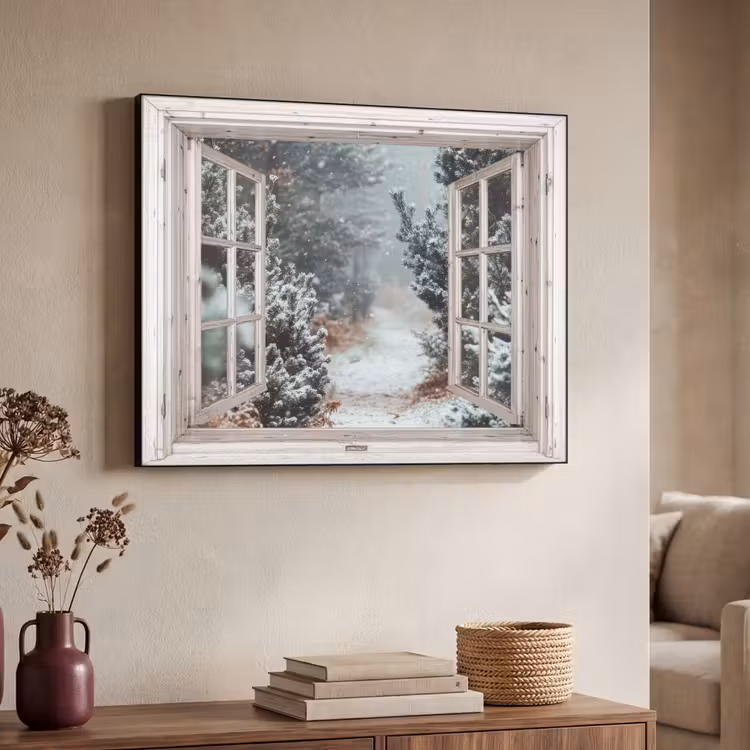 Art Frame - Bos - Winter - Bomen - Natuur - Pad - Doorkijk - Wit — 4
