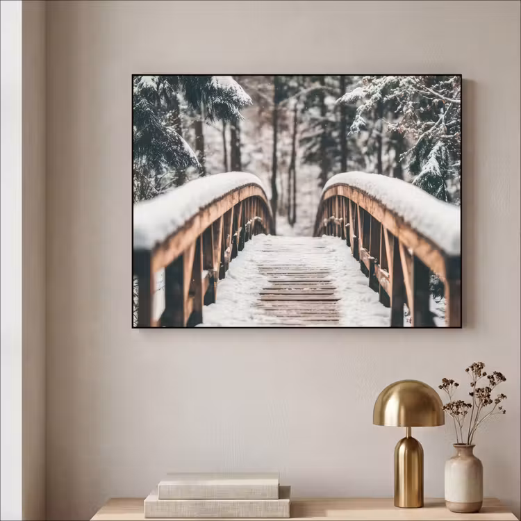 Art Frame - Brug - Winterlandschap - Bos - Natuur - Sneeuw — 3