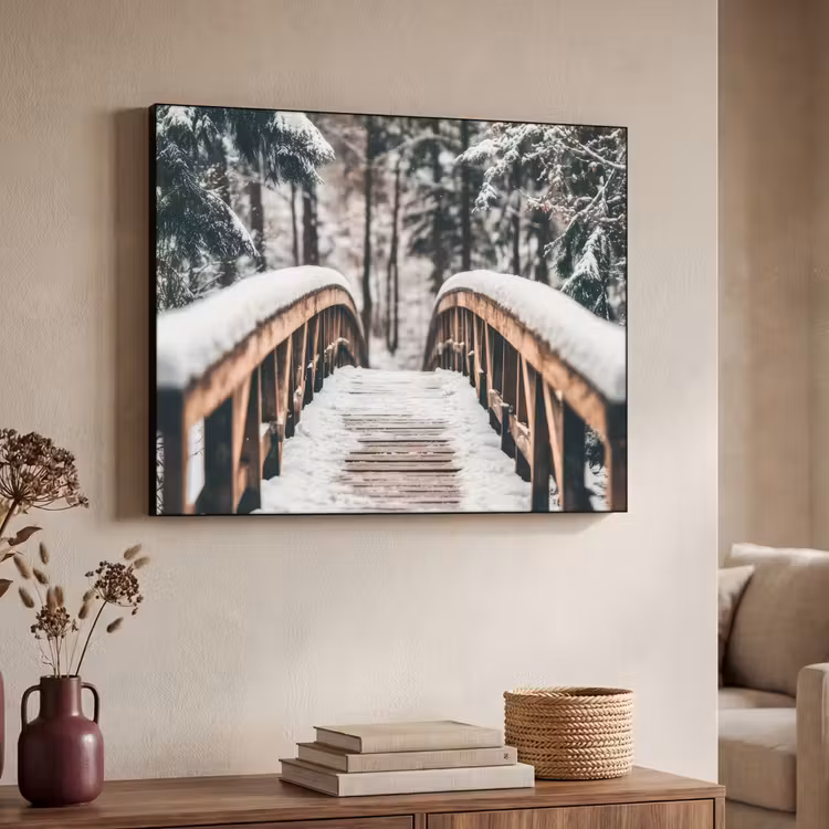 Art Frame - Brug - Winterlandschap - Bos - Natuur - Sneeuw — 4