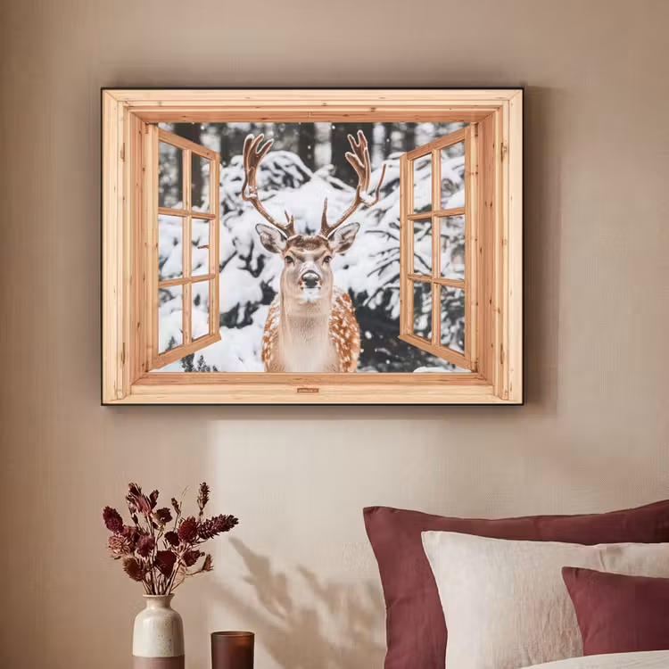 Art Frame - Doorkijk - Hert - Sneeuw - Winter - Bos - Dieren — 2