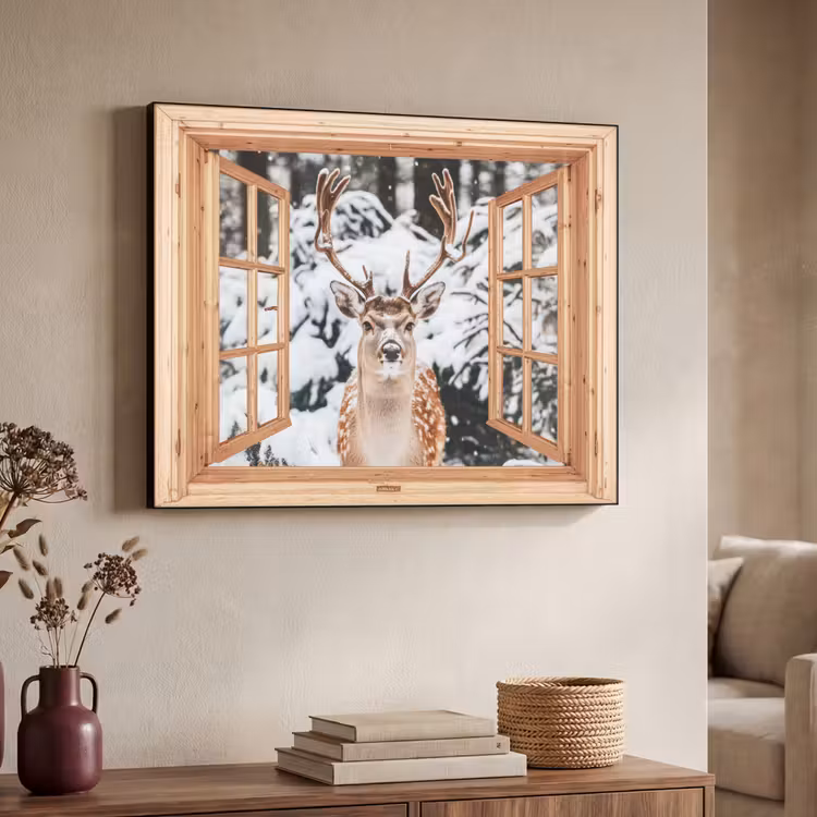 Art Frame - Doorkijk - Hert - Sneeuw - Winter - Bos - Dieren — 4