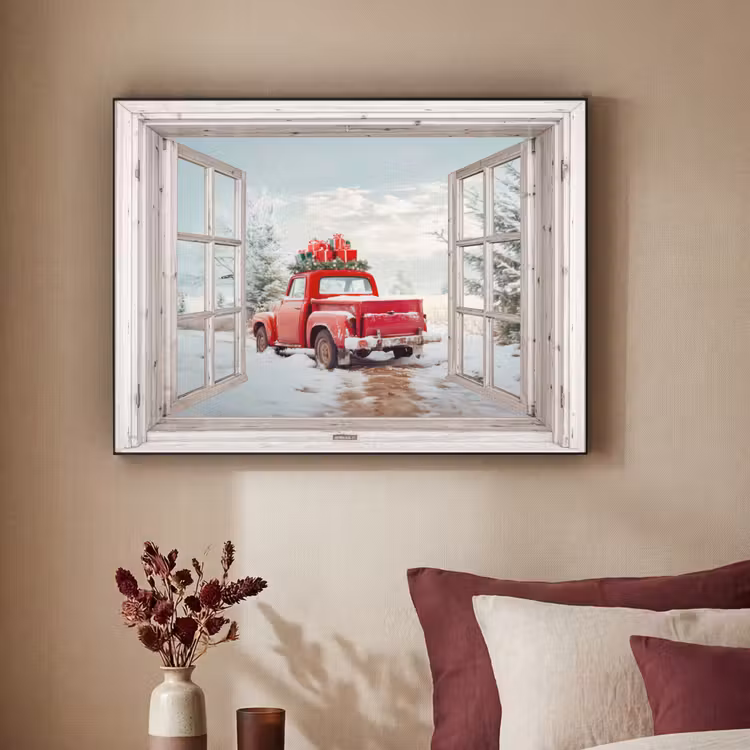 Art Frame - Auto - Rood - Cadeaus - Winter - Kerst - Doorkijk - Wit — 2