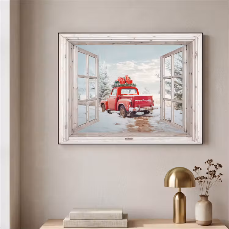 Art Frame - Auto - Rood - Cadeaus - Winter - Kerst - Doorkijk - Wit — 3