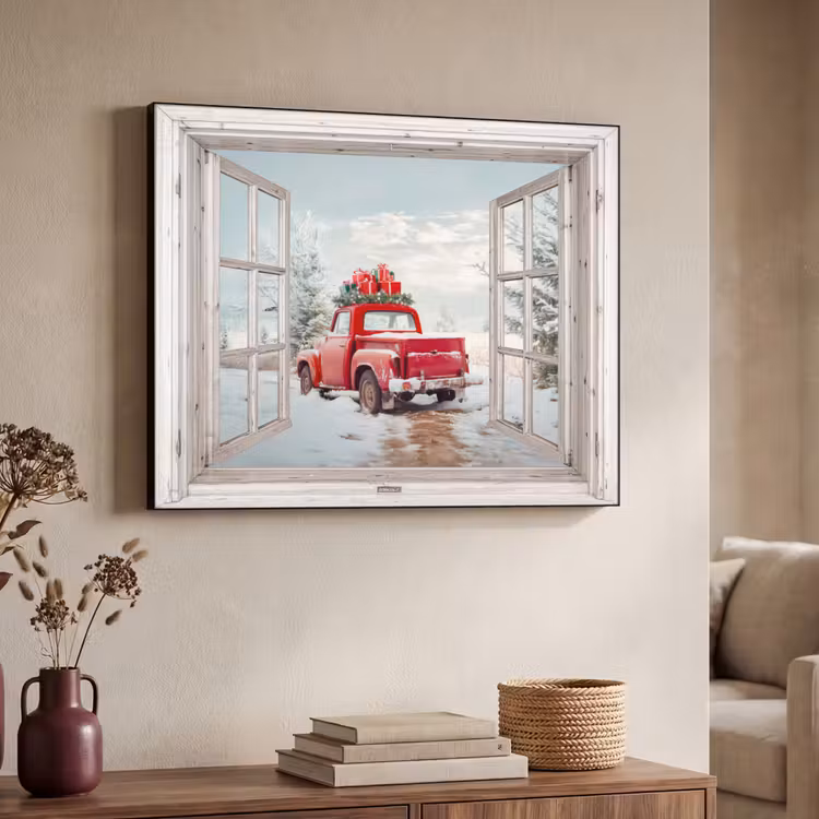 Art Frame - Auto - Rood - Cadeaus - Winter - Kerst - Doorkijk - Wit — 4