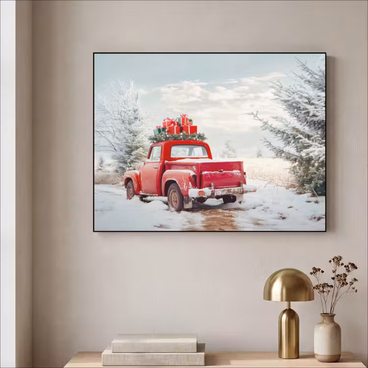 Art Frame - Auto - Rood - Cadeaus - Winter - Sneeuw - Kerst — 3
