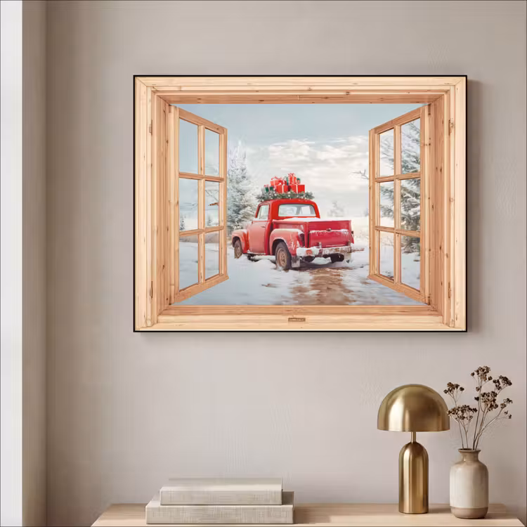 Art Frame - Doorkijk - Auto - Kerst - Cadeaus - Winter - Landschap — 3