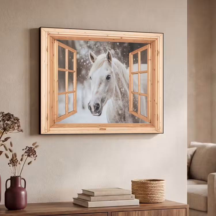Art Frame - Doorkijk - Paard - Wit - Winter - Sneeuw - Dieren — 4