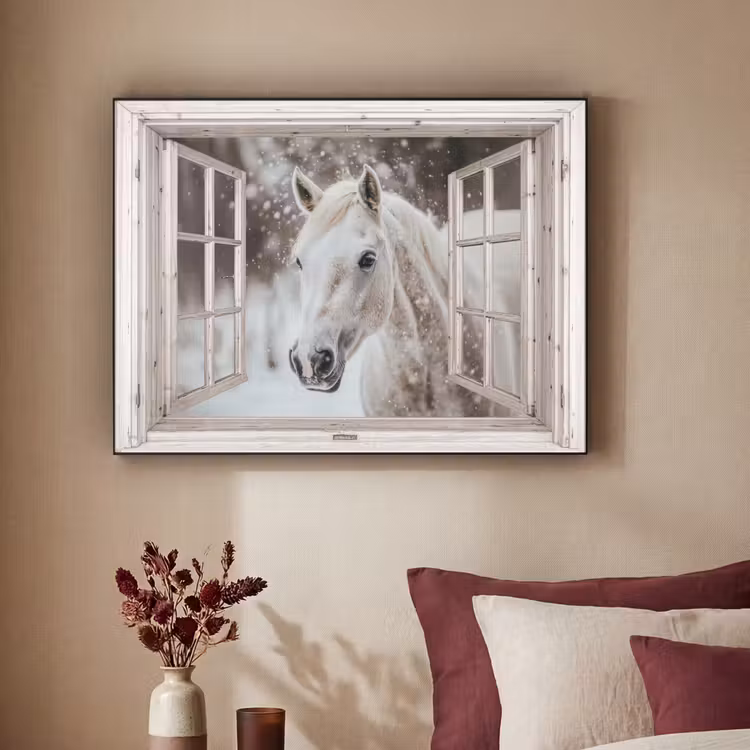 Art Frame - Paard - Wit - Winter - Sneeuw - Doorkijk - Dieren — 2