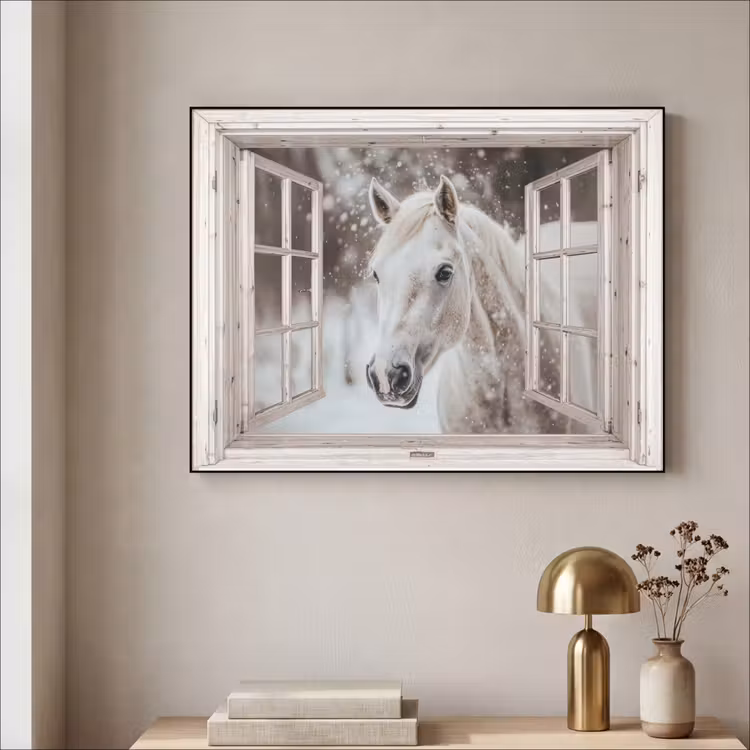 Art Frame - Paard - Wit - Winter - Sneeuw - Doorkijk - Dieren — 3