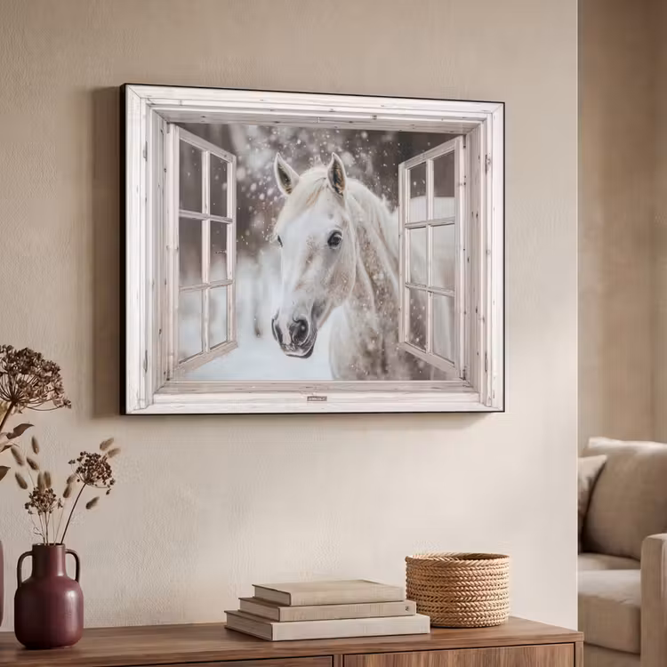 Art Frame - Paard - Wit - Winter - Sneeuw - Doorkijk - Dieren — 4