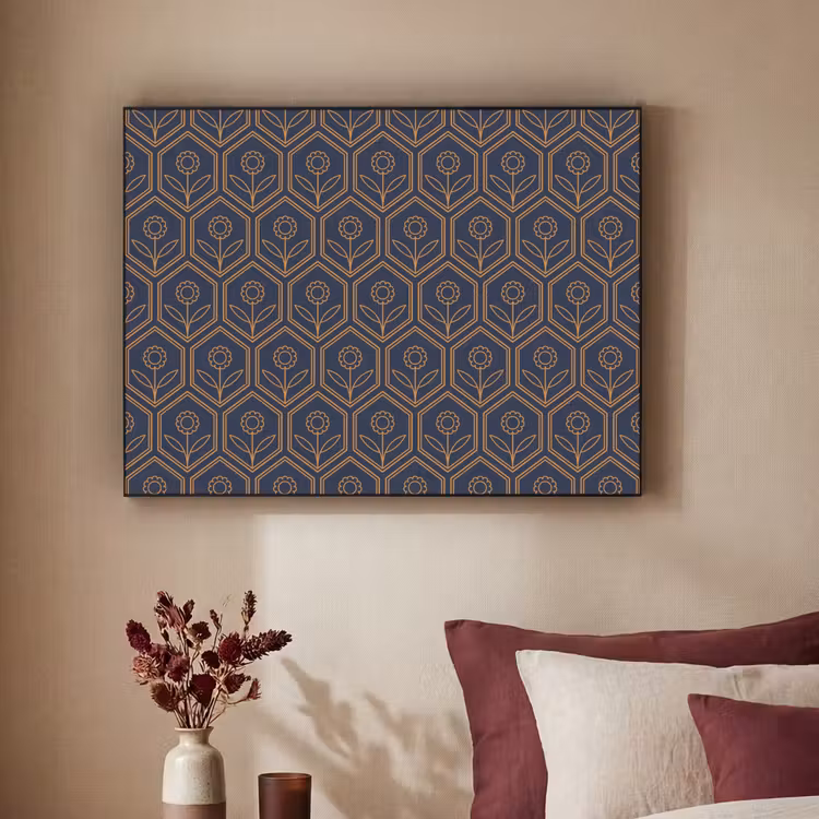 Art Frame - Donkerblauw - Patroon - Bloem - Symmetrisch — 2