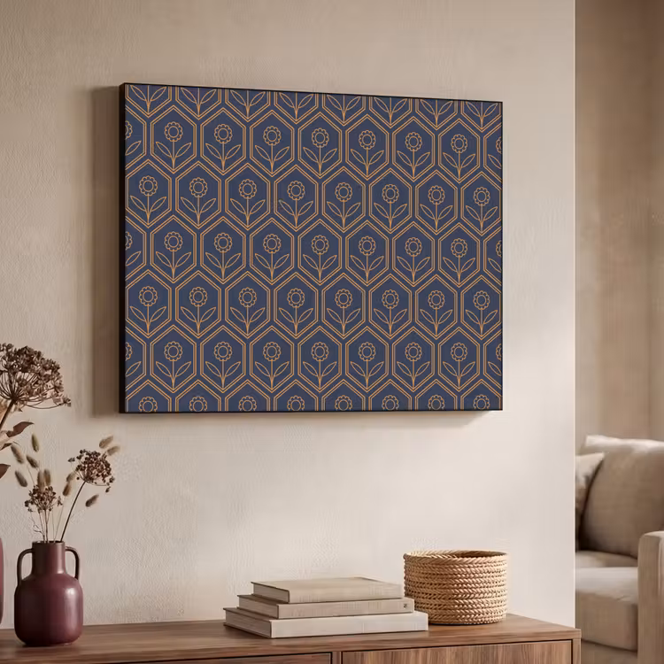 Art Frame - Donkerblauw - Patroon - Bloem - Symmetrisch — 4