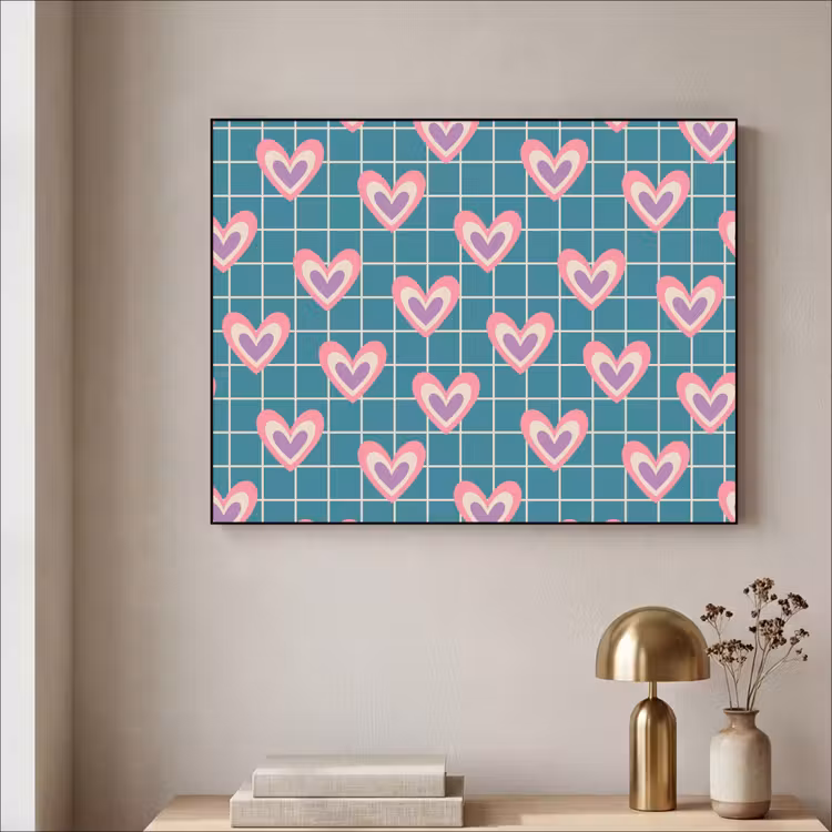 Art Frame - Hartjes - Raster - Patroon - Blauw — 3