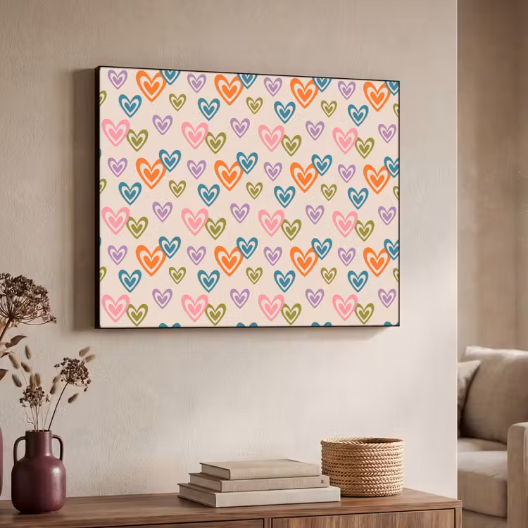 Art Frame - Kleurrijk - Hartjes - Patroon - Beige — 4